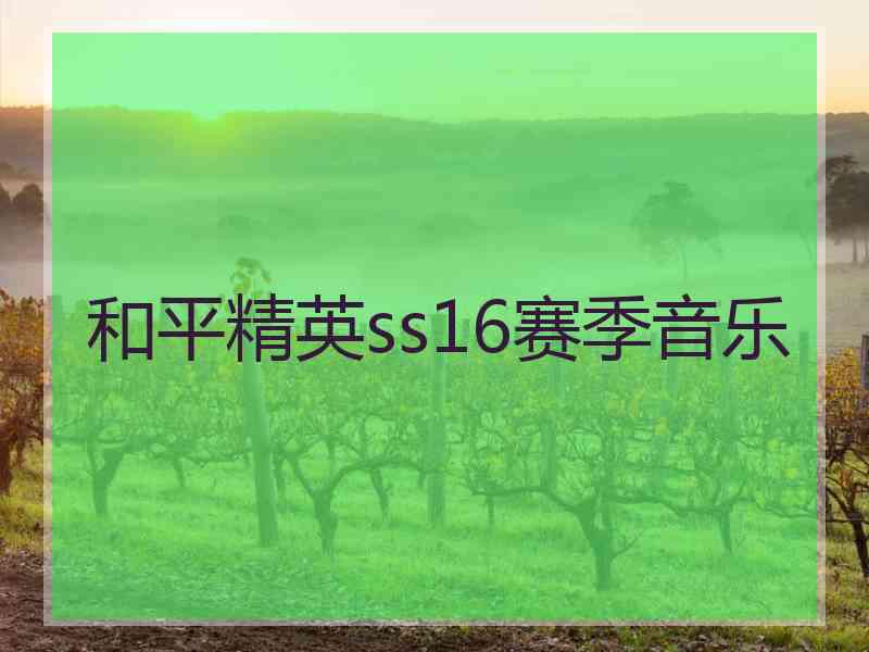 和平精英ss16赛季音乐