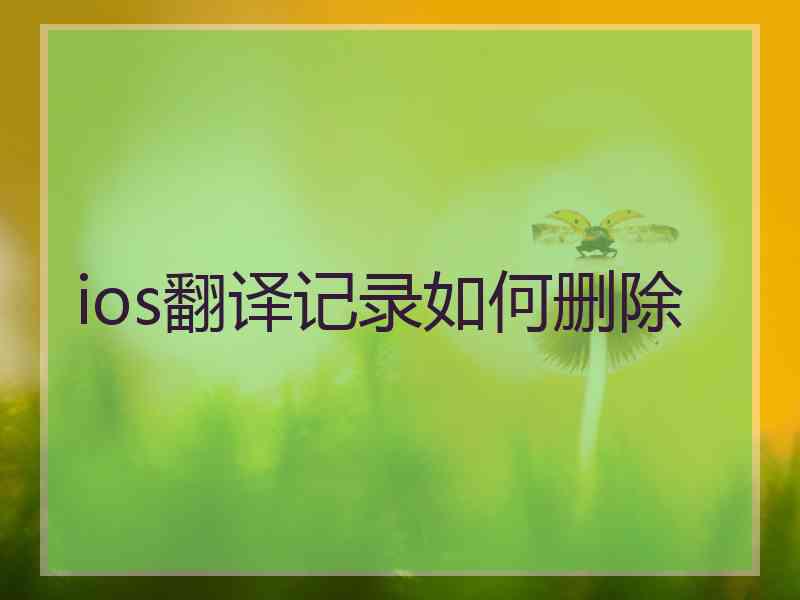 ios翻译记录如何删除