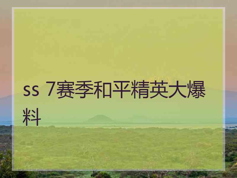 ss 7赛季和平精英大爆料