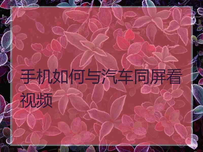 手机如何与汽车同屏看视频