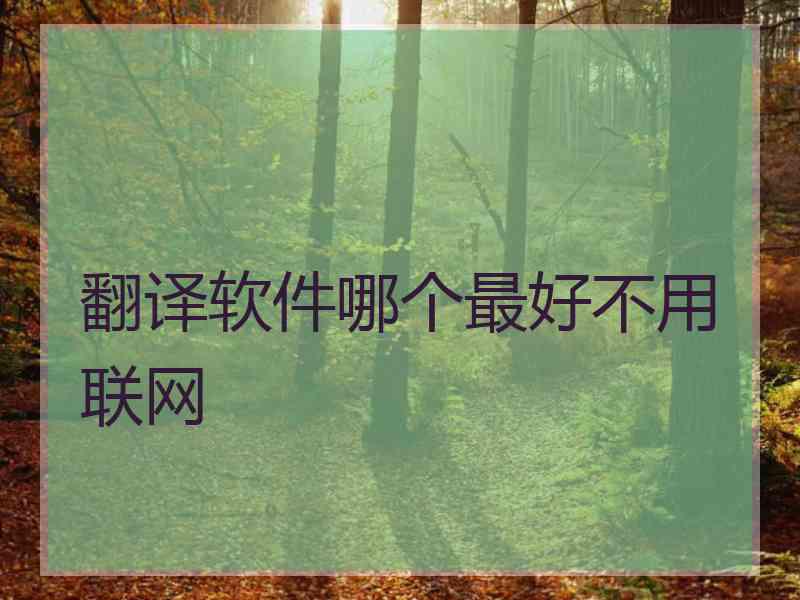 翻译软件哪个最好不用联网