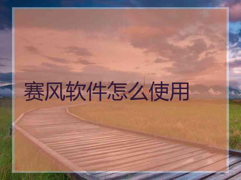 赛风软件怎么使用
