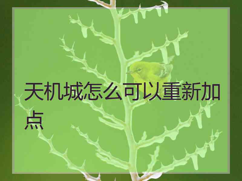 天机城怎么可以重新加点