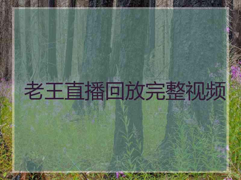 老王直播回放完整视频