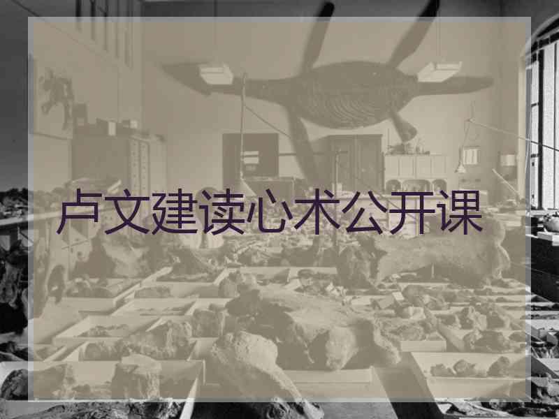 卢文建读心术公开课