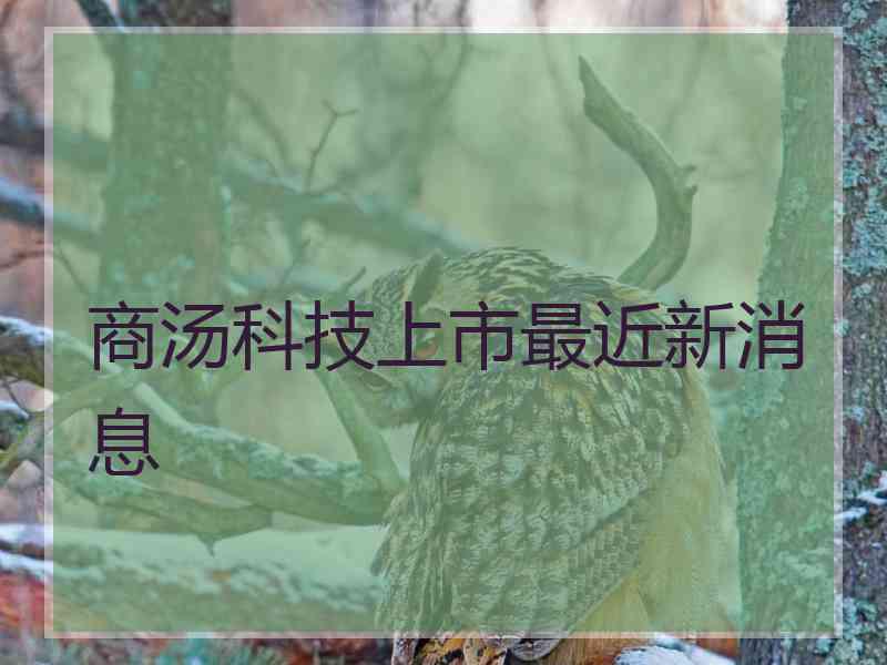 商汤科技上市最近新消息