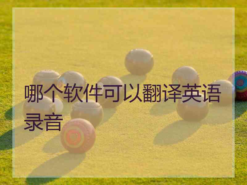 哪个软件可以翻译英语录音