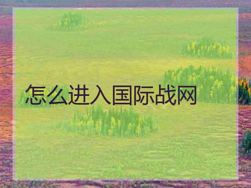 怎么进入国际战网