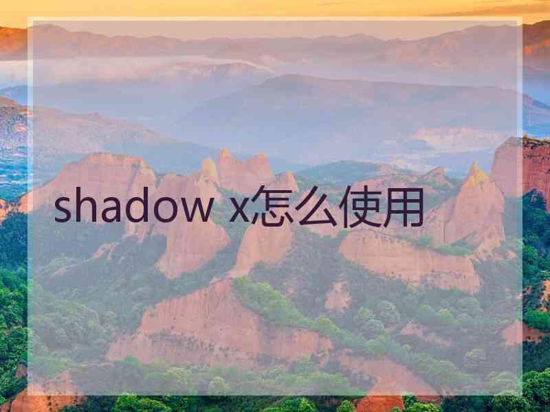 shadow x怎么使用
