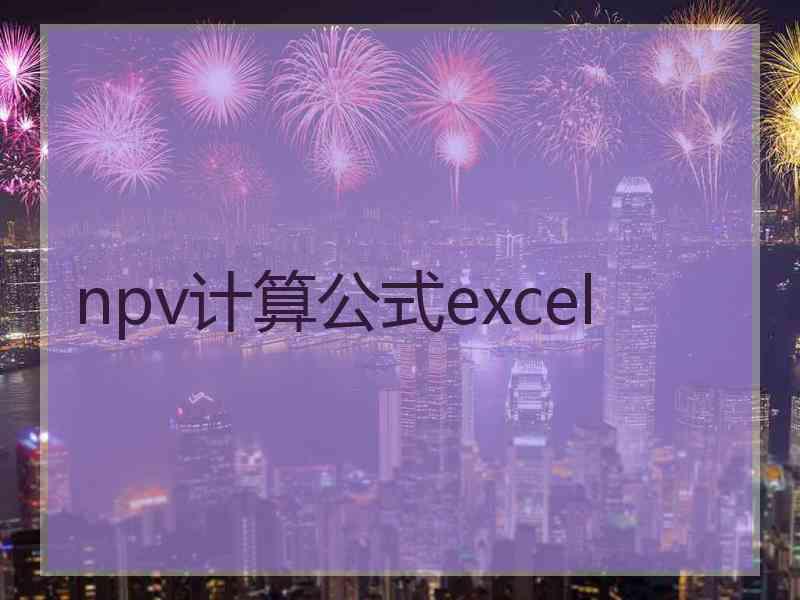 npv计算公式excel