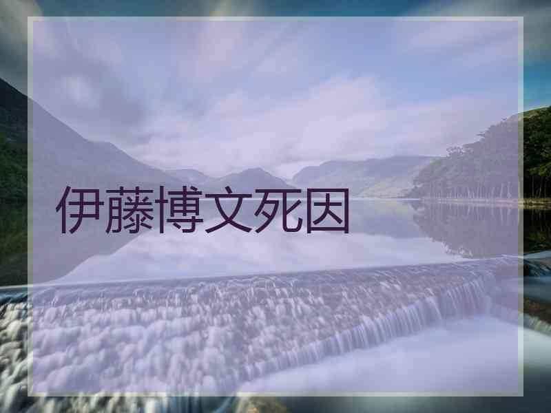 伊藤博文死因