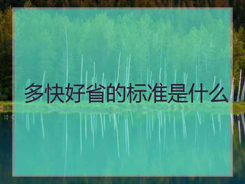 多快好省的标准是什么