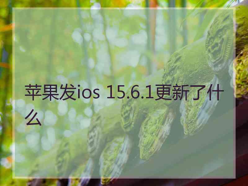 苹果发ios 15.6.1更新了什么