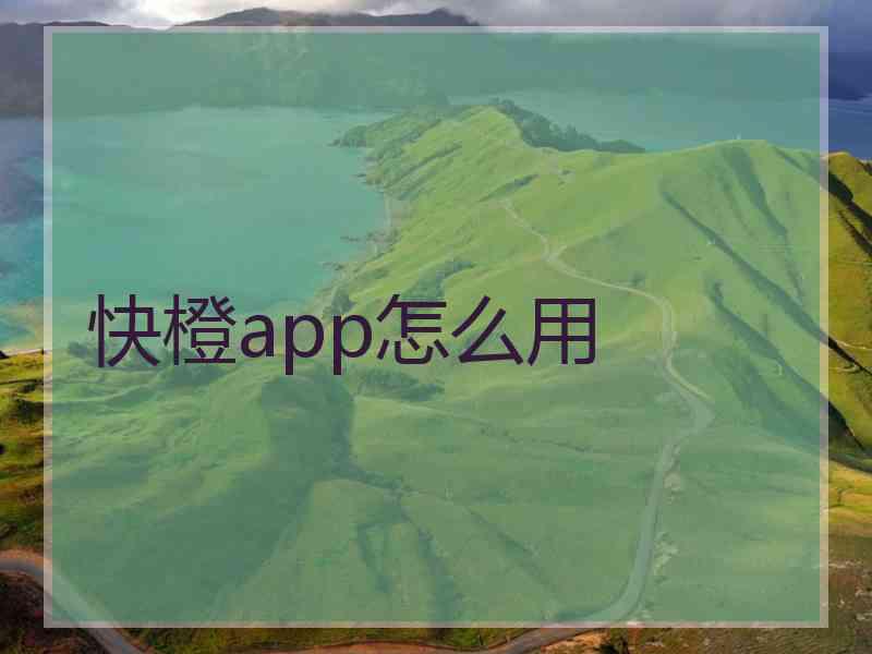 快橙app怎么用