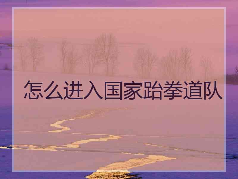 怎么进入国家跆拳道队