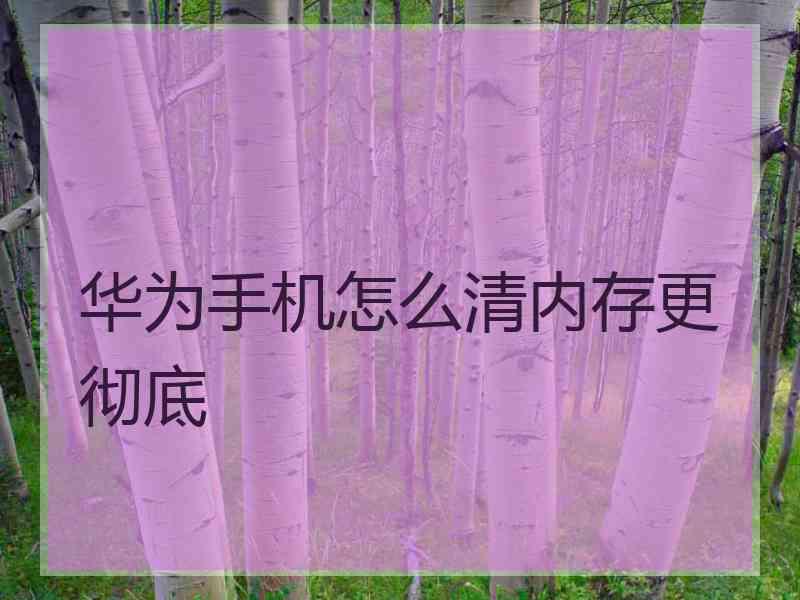华为手机怎么清内存更彻底
