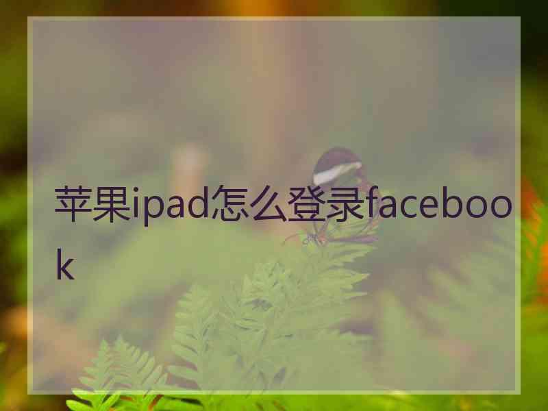 苹果ipad怎么登录facebook