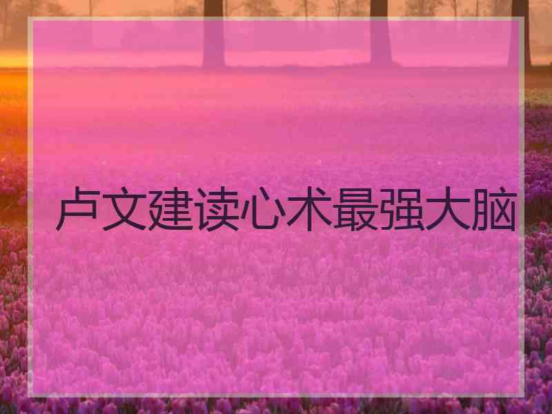 卢文建读心术最强大脑