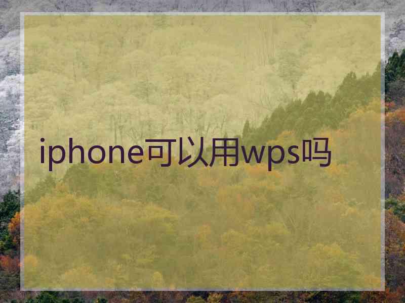 iphone可以用wps吗