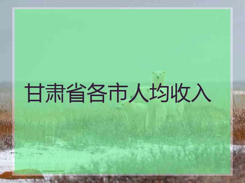 甘肃省各市人均收入