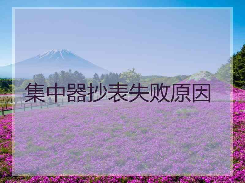 集中器抄表失败原因