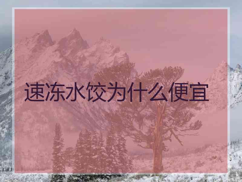 速冻水饺为什么便宜