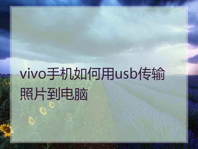 vivo手机如何用usb传输照片到电脑