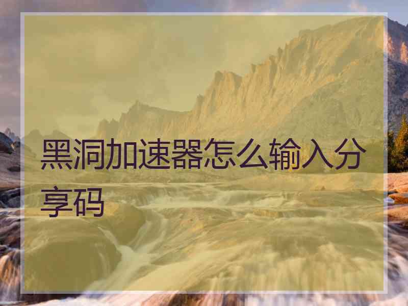 黑洞加速器怎么输入分享码