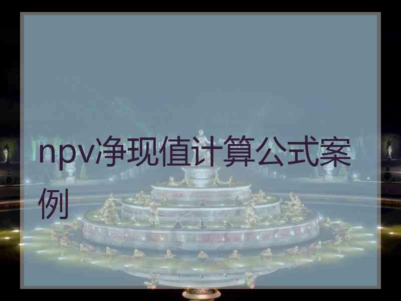 npv净现值计算公式案例