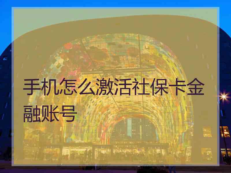 手机怎么激活社保卡金融账号
