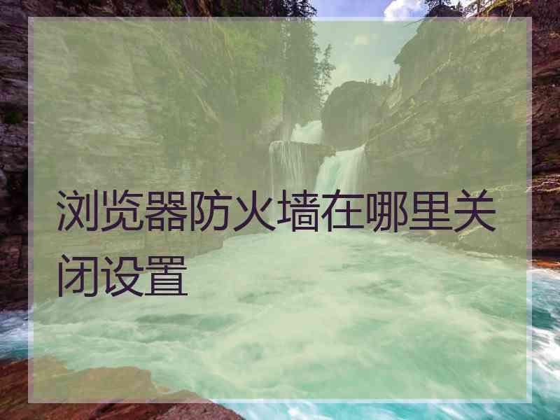 浏览器防火墙在哪里关闭设置