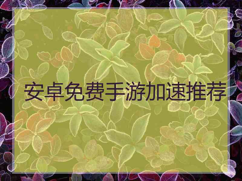 安卓免费手游加速推荐