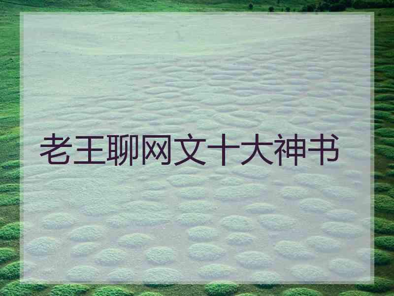 老王聊网文十大神书