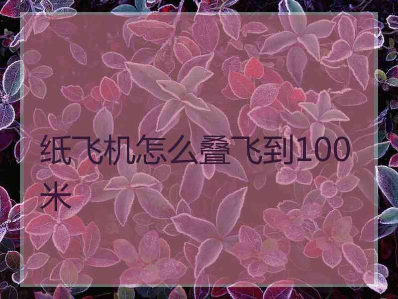 纸飞机怎么叠飞到100米