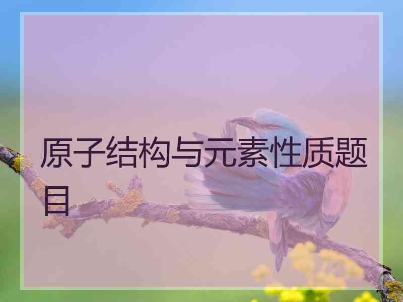 原子结构与元素性质题目