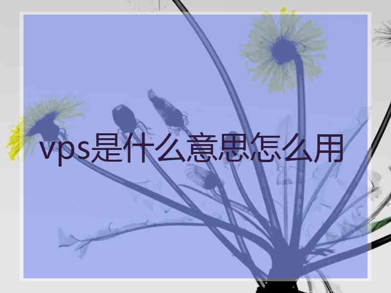 vps是什么意思怎么用