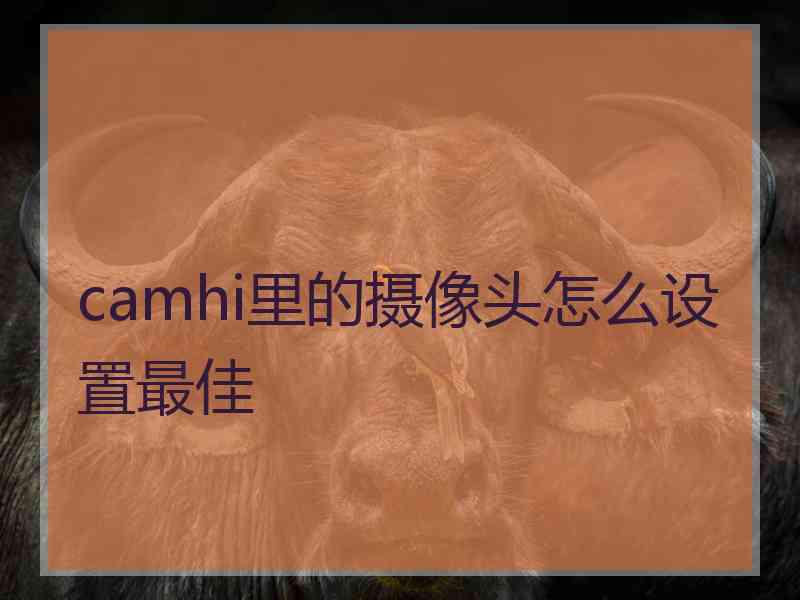 camhi里的摄像头怎么设置最佳