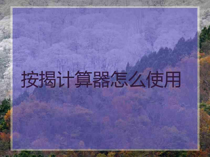 按揭计算器怎么使用