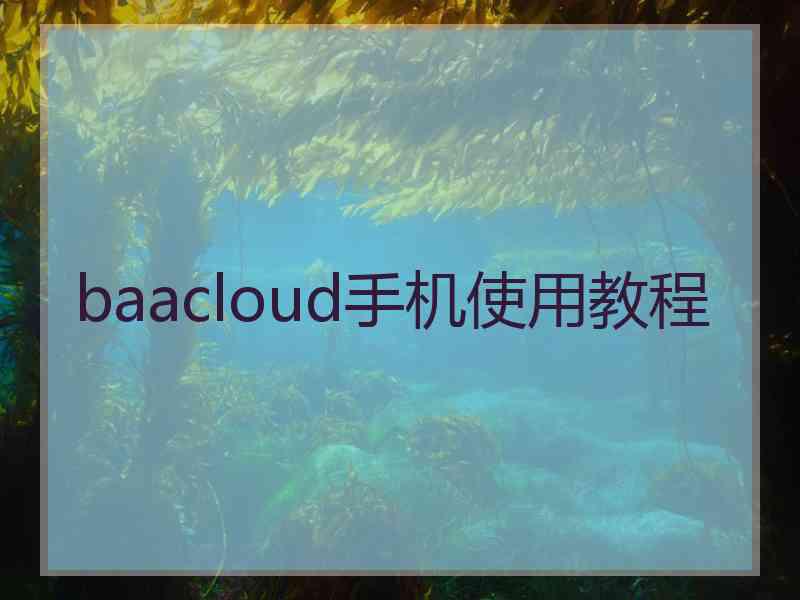 baacloud手机使用教程