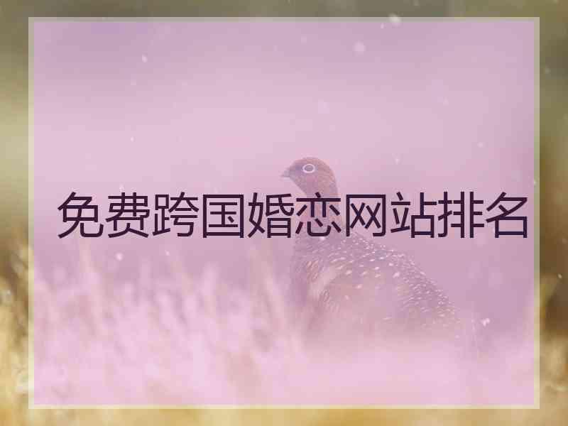 免费跨国婚恋网站排名