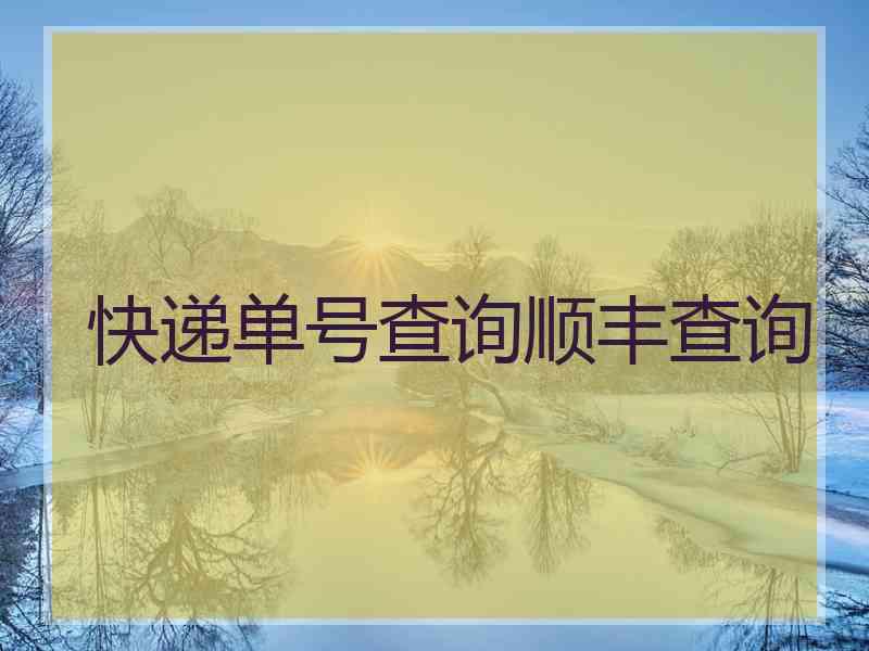 快递单号查询顺丰查询
