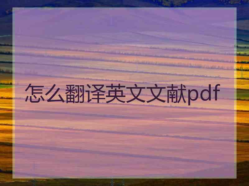 怎么翻译英文文献pdf