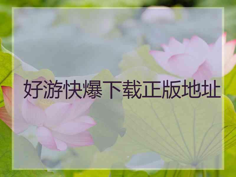 好游快爆下载正版地址