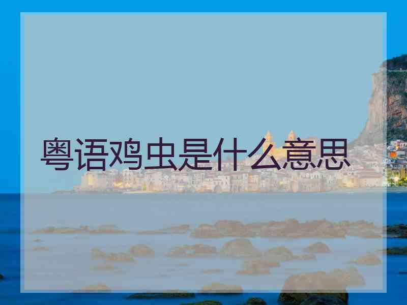 粤语鸡虫是什么意思