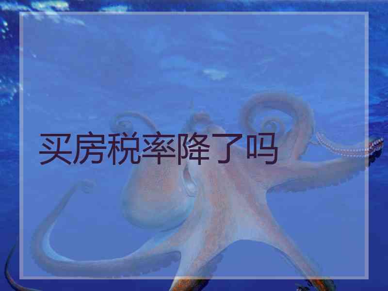 买房税率降了吗