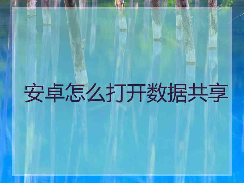 安卓怎么打开数据共享