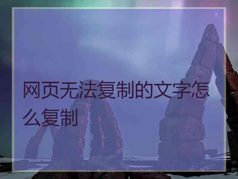 网页无法复制的文字怎么复制