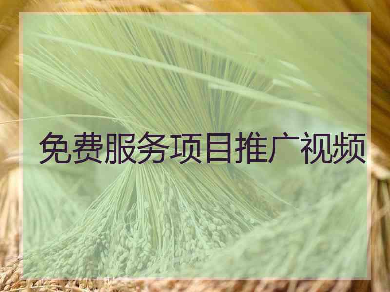 免费服务项目推广视频