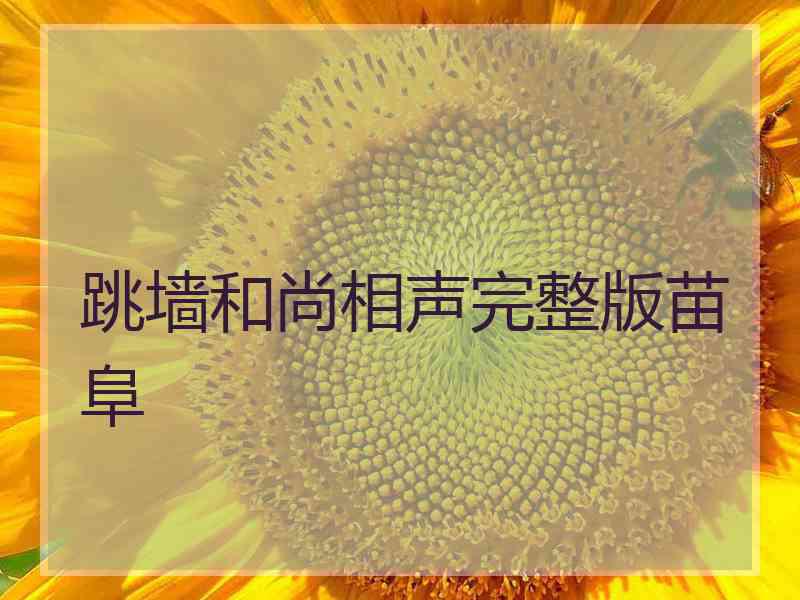 跳墙和尚相声完整版苗阜