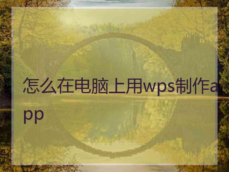 怎么在电脑上用wps制作app